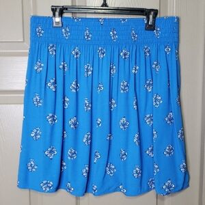 NWT LOFT Outlet Blue Floral Mini Skirt Size Large